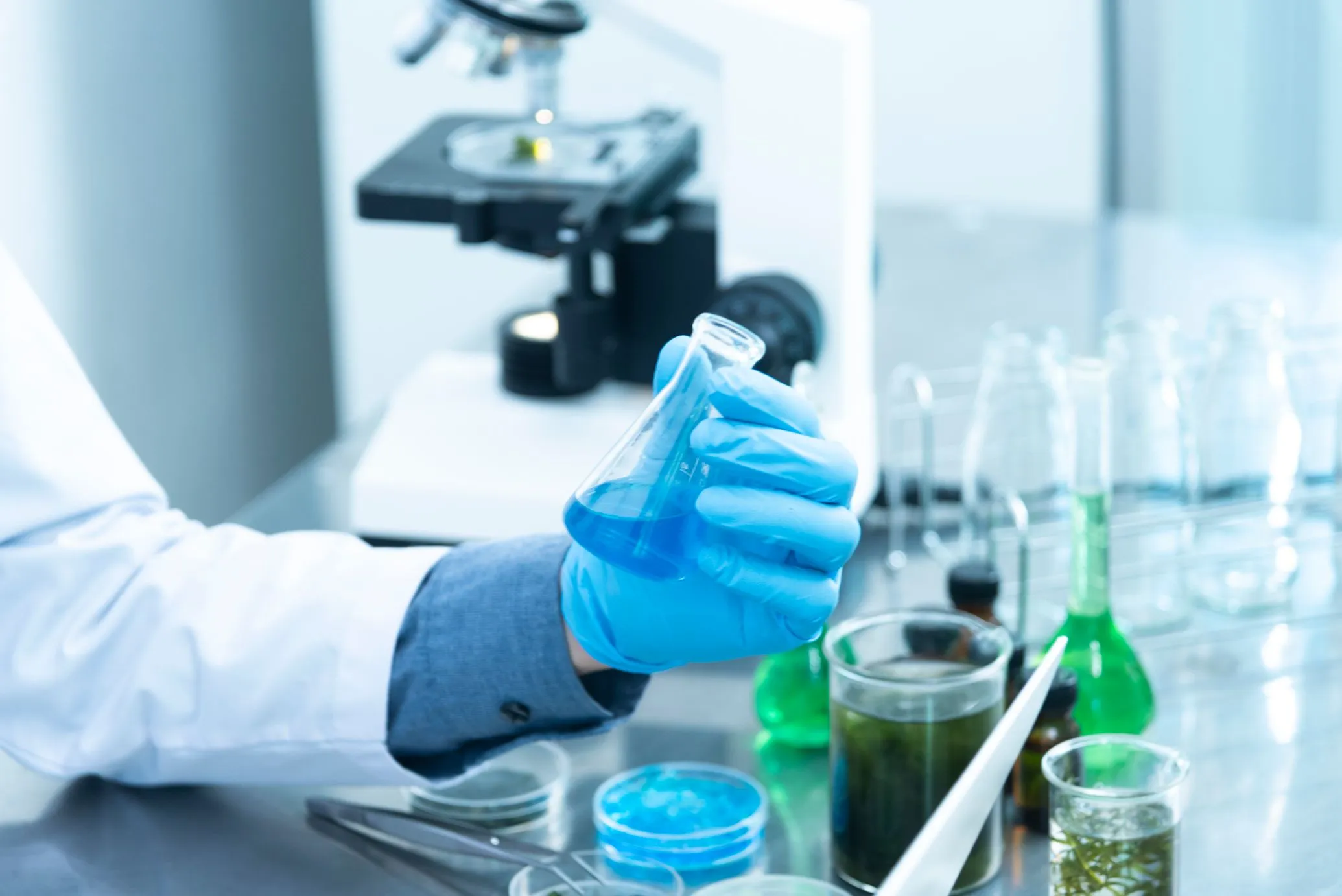 Modern research laboratory with clean architectural lines and precision equipment
